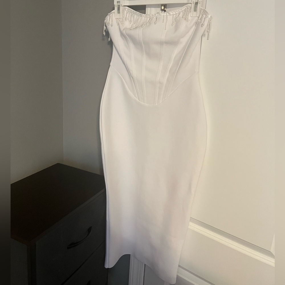 Fashion Nova - Win Me Over Bandage Midi Dress - White